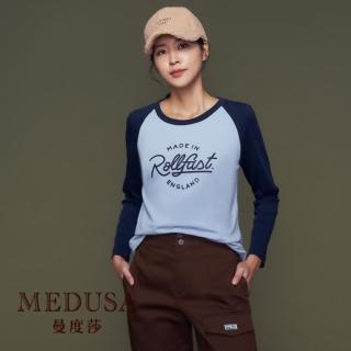【MEDUSA 曼度莎】現貨-美式復古 Rollfast 撞色T恤（M-XL）｜女上衣 長袖上衣 休閒上衣 冬新品(201-20901)