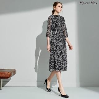 【Master Max】花苞領口碎花七分袖雪紡洋裝(8321004)