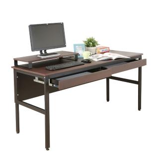【DFhouse】頂楓150公分電腦桌+2抽屜+桌上架-胡桃色