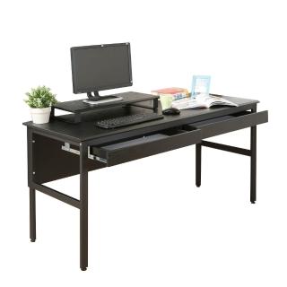 【DFhouse】頂楓150公分電腦桌+2抽屜+桌上架-黑橡木色