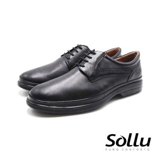 【Sollu】巴西專櫃 Soft側logo綁帶雅仕皮鞋 男鞋(黑)