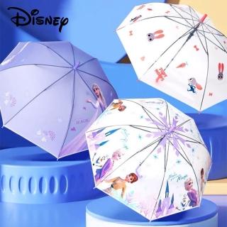 【Disney 迪士尼】萌趣迪士尼透明兒童長柄自動安全雨傘(冰雪奇緣 熊抱哥 茱蒂 晴雨傘)