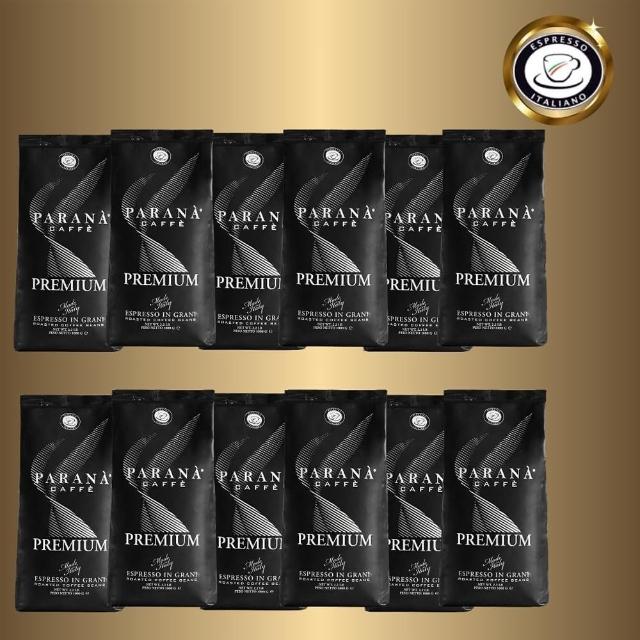 【PARANA  義大利金牌咖啡】認證尊爵咖啡豆 1公斤x12袋(2024新鮮進口、義大利國家認證、傳承貴族品味)