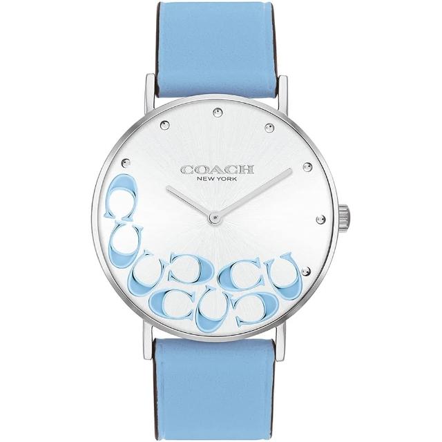 【COACH】官方授權經銷商 Perry 經典C字LOGO設計面盤手錶-36mm/藍 畢業 禮物(14504136)