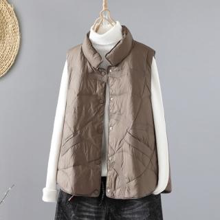【Paiya 派亞】新款秋裝輕薄保暖羽絨馬甲氣質寬鬆無袖外套(M-XL)