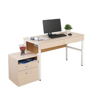 【DFhouse】頂楓120公分電腦辦公桌+2抽屜+活動櫃-白楓木色