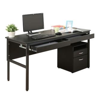 【DFhouse】頂楓150公分電腦桌+2抽屜+活動櫃-黑橡木色
