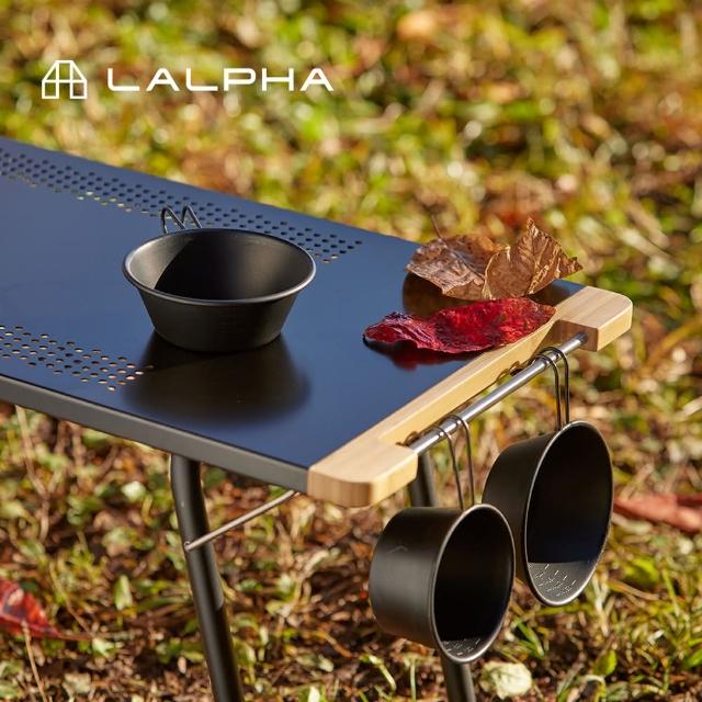 【日本LALPHA】便攜型耐熱不鏽鋼板折疊長桌-附側掛架&收納袋(戶外桌/摺疊桌/露營桌)