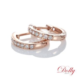 【DOLLY】0.20克拉 18K金輕珠寶玫瑰金鑽石耳環(005)