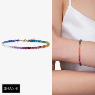 【SHASHI】紐約品牌 Natasha 天然彩寶手鍊 微顆粒款 白珍珠X彩虹碧璽手鍊(碧璽手鍊)