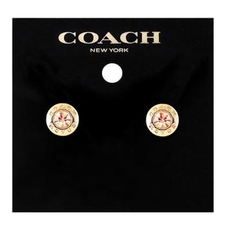 【COACH】水晶鑲嵌耳環-金色(買就送璀璨水晶觸控筆)