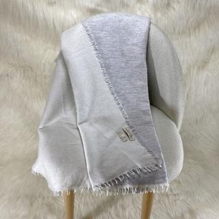 【F.M&Carol】厚織系列-方巾-100%純喀什米爾羊絨披肩(冰灰雲白)