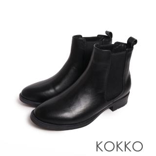 【KOKKO 集團】英倫風情素面牛皮切爾西靴(黑色)