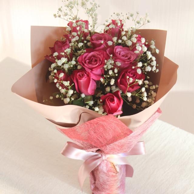 【玉屋TAMAYA】高貴紫紅玫瑰花束11朵(鮮花 情人節 開幕升遷 發表會 生日祝賀 告白 紀念日 畢業祝福)