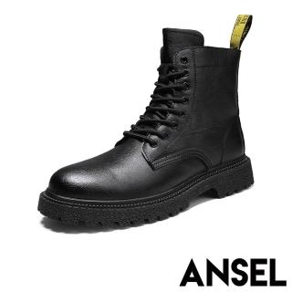 【ANSEL】真皮馬丁靴/真皮經典復古版型潮流馬丁靴-男鞋(黑)