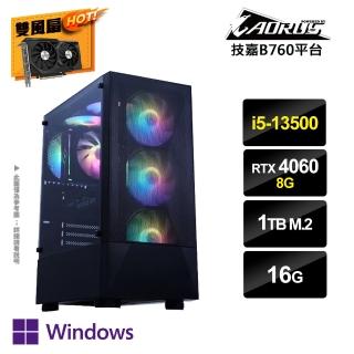 【技嘉平台】i5十四核GeForce RTX4060 Win11P{AI-XC12W}獨顯電玩機(i5-13500/B760/16G/1TB_M.2)