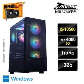 【技嘉平台】i5十四核GeForce RTX4060 Win11{AI-XC13W}獨顯電玩機(i5-13500/B760/32G/1TB_M.2)
