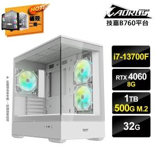 【技嘉平台】i7十六核GeForce RTX4060{AI-XC19}獨顯電玩機(i7-13700F/B760/32G/1TB/500G_M.2)