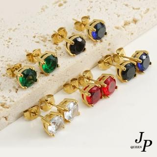 【Jpqueen】唯美浪漫鋯石鈦鋼貼耳耳環(5色可選)