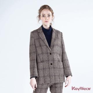 【KeyWear 奇威名品】復古格紋西裝外套