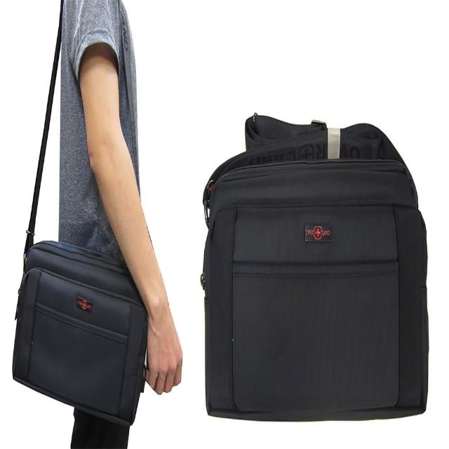 【OverLand】肩側包中容量二層主袋+外袋共五層(防水尼龍布+皮革材質USB外接+內線中性款)
