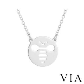 【VIA】白鋼項鍊 蜜蜂項鍊/昆蟲系列 縷空小蜜蜂造型白鋼項鍊(鋼色)