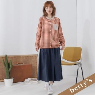 【betty’s 貝蒂思】鬆緊拼接素色長裙(深藍色)
