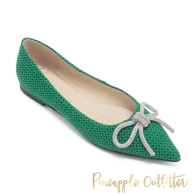 【Pineapple Outfitter】FREJ 羊皮鑽面蝴蝶結尖頭平跟鞋(綠色)