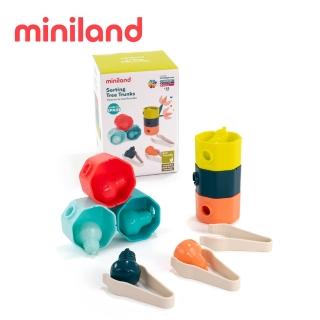 【西班牙Miniland】ECO果實樹幹夾夾配對堆疊組(專為幼童設計/訓練手部小肌肉/環境友善材質/西班牙原裝進口)