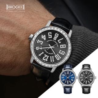 【BEXEI】貝克斯 愛時 鑲鑽星輝系列 男士鑲鑽全自動機械錶9170(與眾不同獨特個性優雅從容)