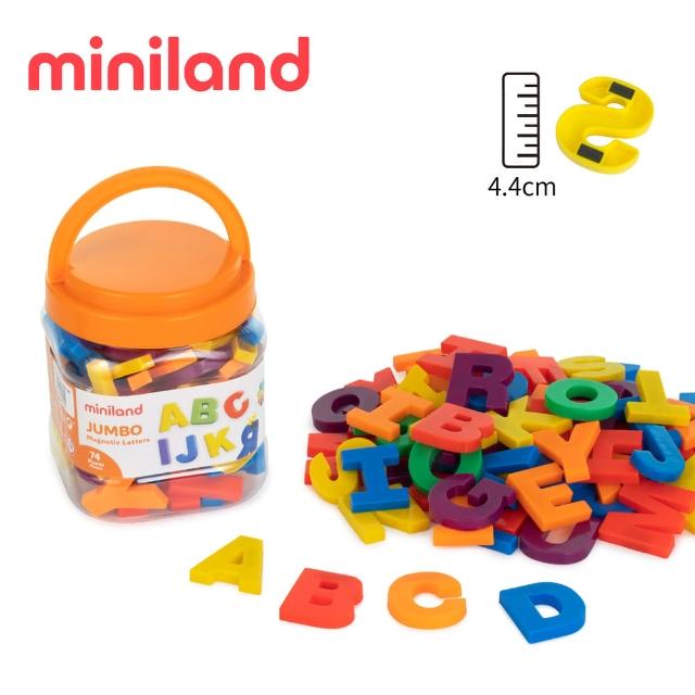 【西班牙Miniland】大尺寸磁性大寫字母74入組(鮮明色彩設計/STEM/玩教具/字母辨識/西班牙原裝進口)