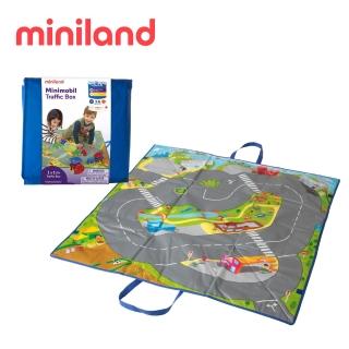 【西班牙Miniland】2in1城市軌道遊戲墊/收納箱(好折易收/繽紛場景/西班牙原裝進口)