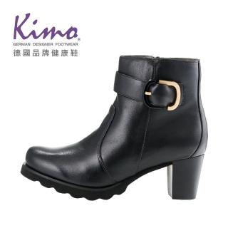 【Kimo】都市時尚帥氣個性拉扣牛皮拉鍊靴(黑色 KBCWF140073)