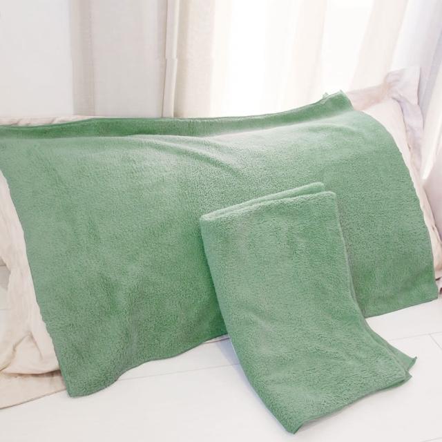 【Yenzch】珊瑚絨枕頭巾/2入 70x50cm 湖水綠(RM-90007-4 台灣製)