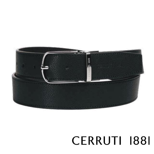【Cerruti 1881】義大利頂級小牛皮皮帶 CECT06156M(黑色 贈原廠送禮提袋)