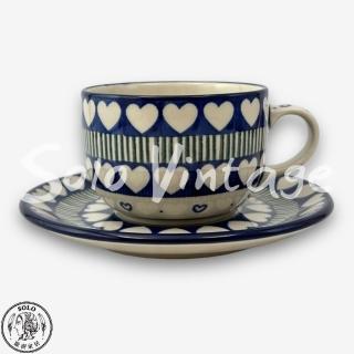 【SOLO 波蘭陶】CA 波蘭陶 200ML 咖啡杯盤組 文青風藍愛心系列 CERAMIKA ARTYSTYCZNA