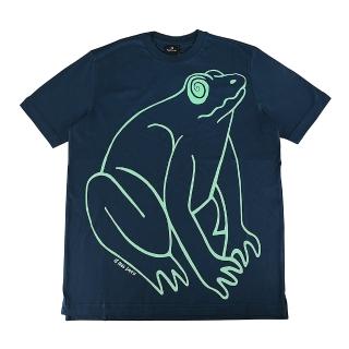 【Paul Smith】PAUL SMITH字母LOGO線條設計青蛙印花短袖T恤(男款/深藍)