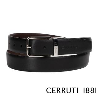 【Cerruti 1881】限量3折 義大利頂級小牛皮皮帶 全新專櫃展示品 CECT06155M(黑色 贈送禮提袋)