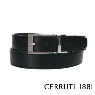 【Cerruti 1881】限量3折 義大利頂級小牛皮皮帶 全新專櫃展示品 CECT06158M(黑色 贈送禮提袋)