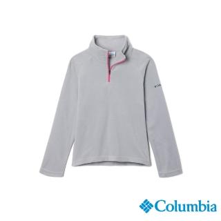 【Columbia 哥倫比亞】童款-Glacial刷毛半開襟上衣-灰色(UAG69870GY/HF)
