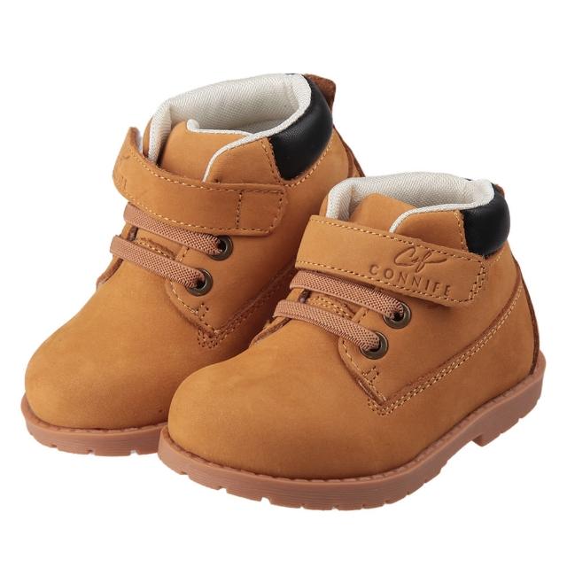 【布布童鞋】Connife百搭棕黃色皮革中筒寶寶靴(Q3P596K)