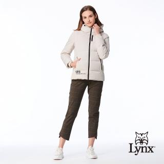 【Lynx Golf】女款日本進口布料彈性舒適西褲造型開杈設計方格拉鍊口袋窄管八分褲(深卡其色)