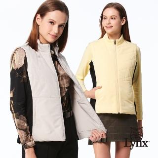 【Lynx Golf】女款保暖舒適鋪棉邊剪裁配布斜紋壓線設計拉鍊口袋無袖背心(二色)