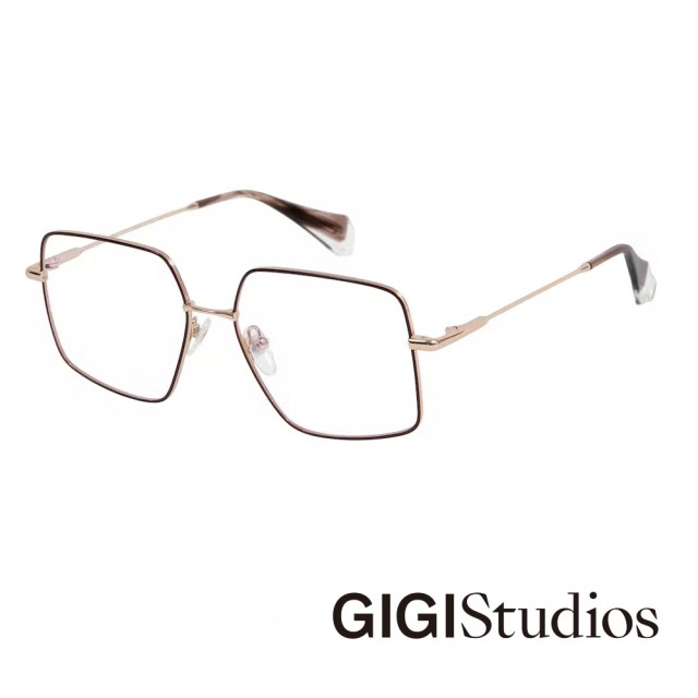 【GIGI Studios】幾何大方框設計光學眼鏡(玫瑰金 - CAROLANNE-6799/6)