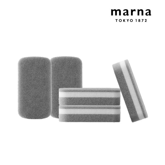 【MARNA】日本進口三層清潔海綿菜瓜布(5入/組)