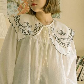 【Queenshop】女裝 雙層蕾絲刺繡花朵造型光澤感領片 現+預 01097723