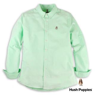 【Hush Puppies】男裝 襯衫 棒球帽狗繡花長袖襯衫(淺綠 / 34112104)