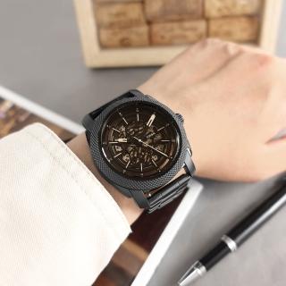 【FOSSIL】工業風格 機械錶 自動上鍊 鏤空 日本機芯 不鏽鋼手錶 古銅色x鍍黑 45mm(ME3253)
