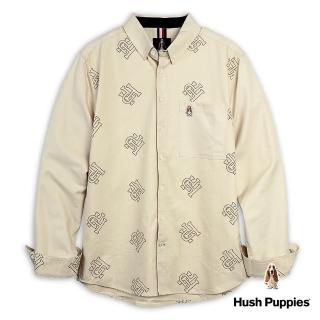 【Hush Puppies】男裝 襯衫 經典HP印花長袖襯衫(卡其 / 34112106)