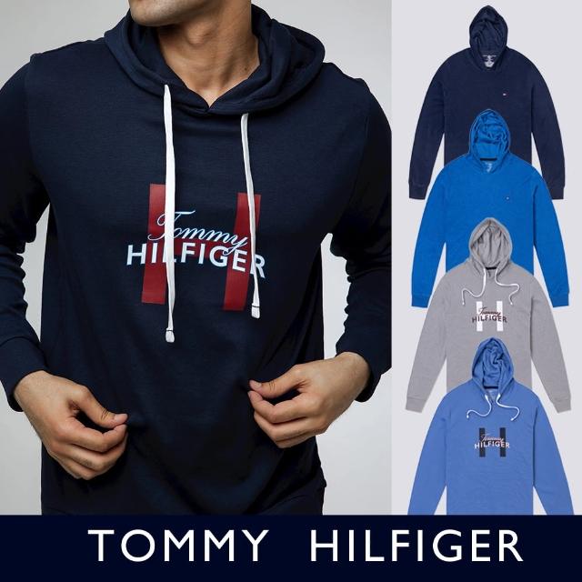 【Tommy Hilfiger】TOMMY 爆款刺繡文字圖案連帽T恤 上衣-多色組合(百搭爆款/可男女搭配/平輸品)